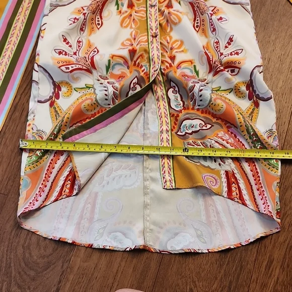 Antonio Melani Roxanne Paisley Midi Shirt Dress Tie Waist Ruching Sz 2 - Picture 8 of 12